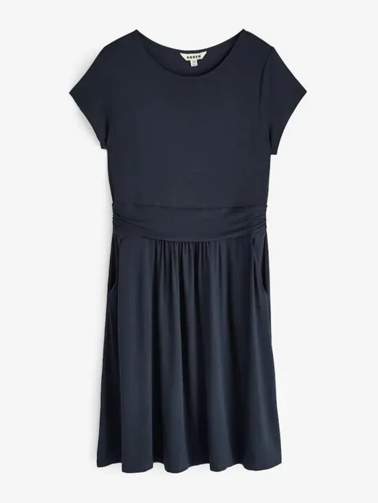 Boden Amelie Jersey Cap Sleeve Jersey Swingy Pockets Dress in Navy Blue, size 6R - Picture 11 of 11